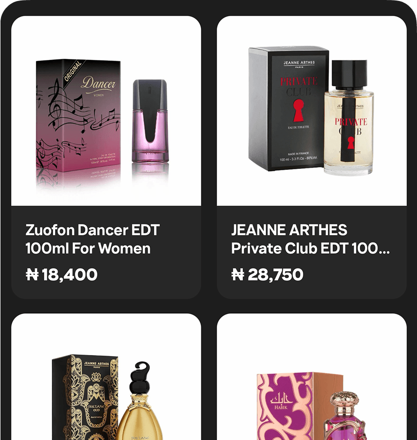 Gift ideas and product cards in Partyverse
